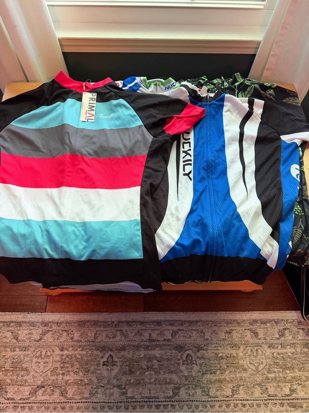 5 Cycling Jerseys - Aqua, Coral, Gray, Black